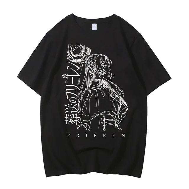 High Quality Cotton Frieren Beyond Journey's End Anime Printed T-shirt Comfortable Breathable Short Sleeve Round Neck 2