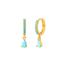  Fashion Multicolor Zircon Water Drop Small Hoop Earrings for Women Stainless Steel Pendant Piercing Earrings New Arrival 2022 