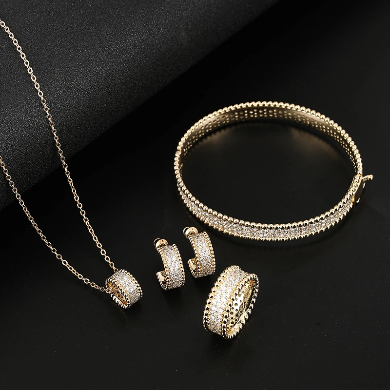 المرأة الزركون سوار حلقة القرط قلادة مجموعة من أرب...