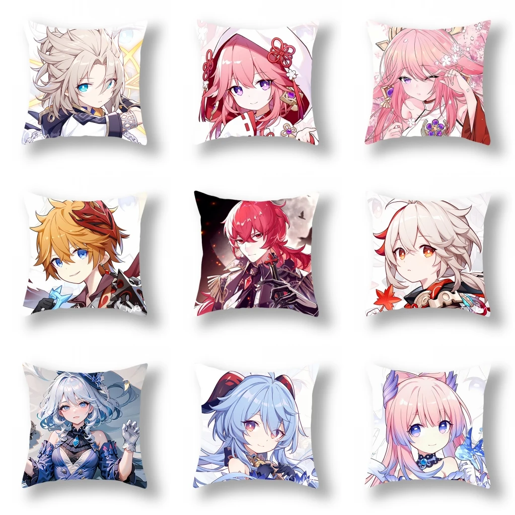

45cm Game Genshin Impact Albedo Yae Miko Furina Sangonomiya Kokomi Arataki Itto Cosplay Costumes Flax Pillow Doll Kawaii Cartoon
