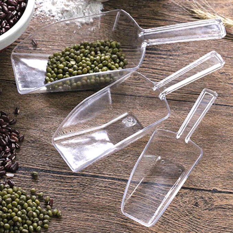 3 PCS Plastic Clear Ice Scraper Sugar Food Buffet Candy Bar Scoops Shovel Kitchen Gadgets Tableware Wedding Sweet Candy Favor