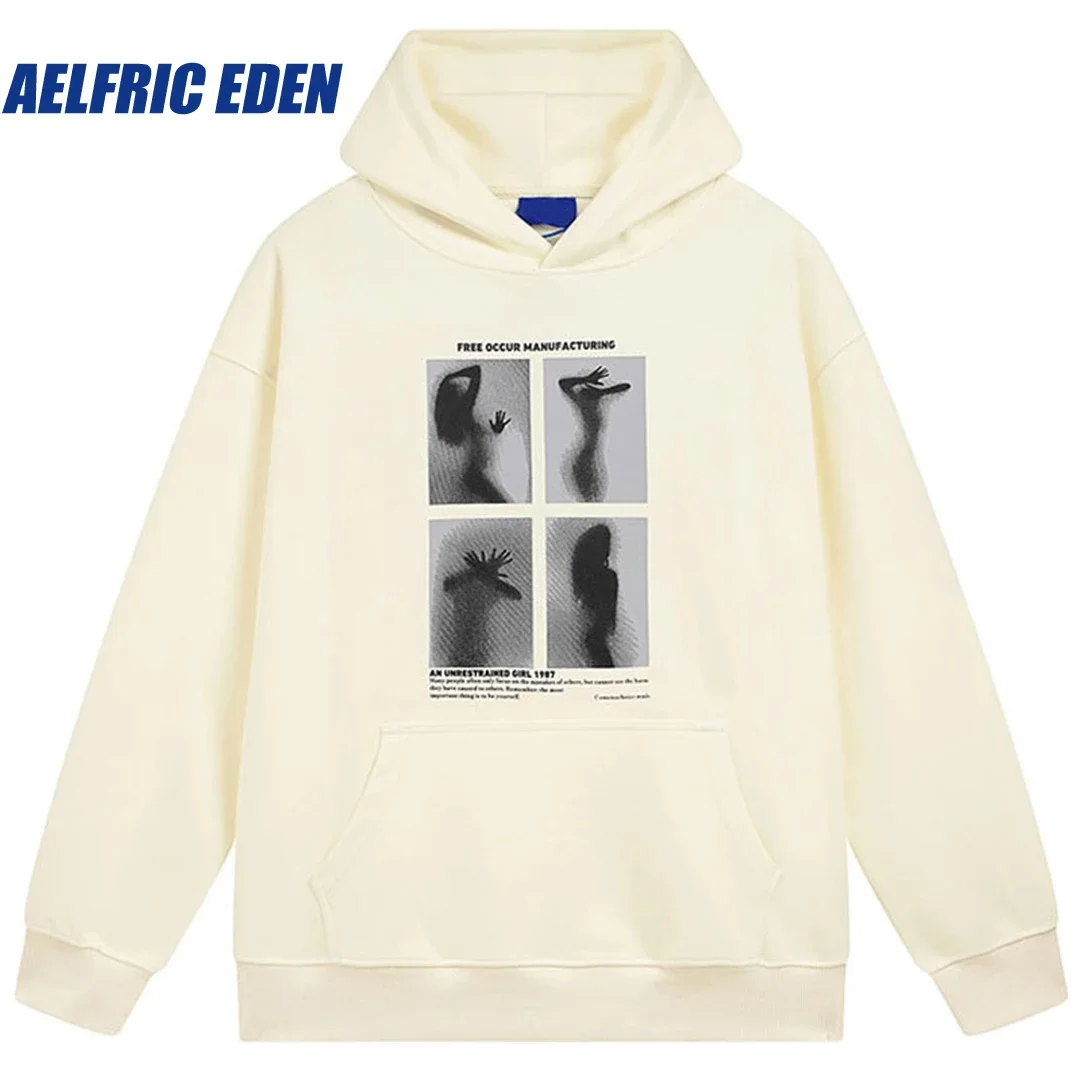 

Aelfric Eden Girl Shadow Graphic Print Goth Hip Hop Punk Hoodie Streetwear Harajuku Hooded Sweatshirt Y2K Men Oversized Pullover
