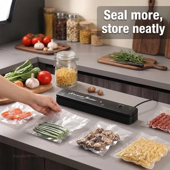 NEW 220V/110V electric vacuum sealant packaging machine, with vacuum bag link household food fresh black vacuum sealing machine 1