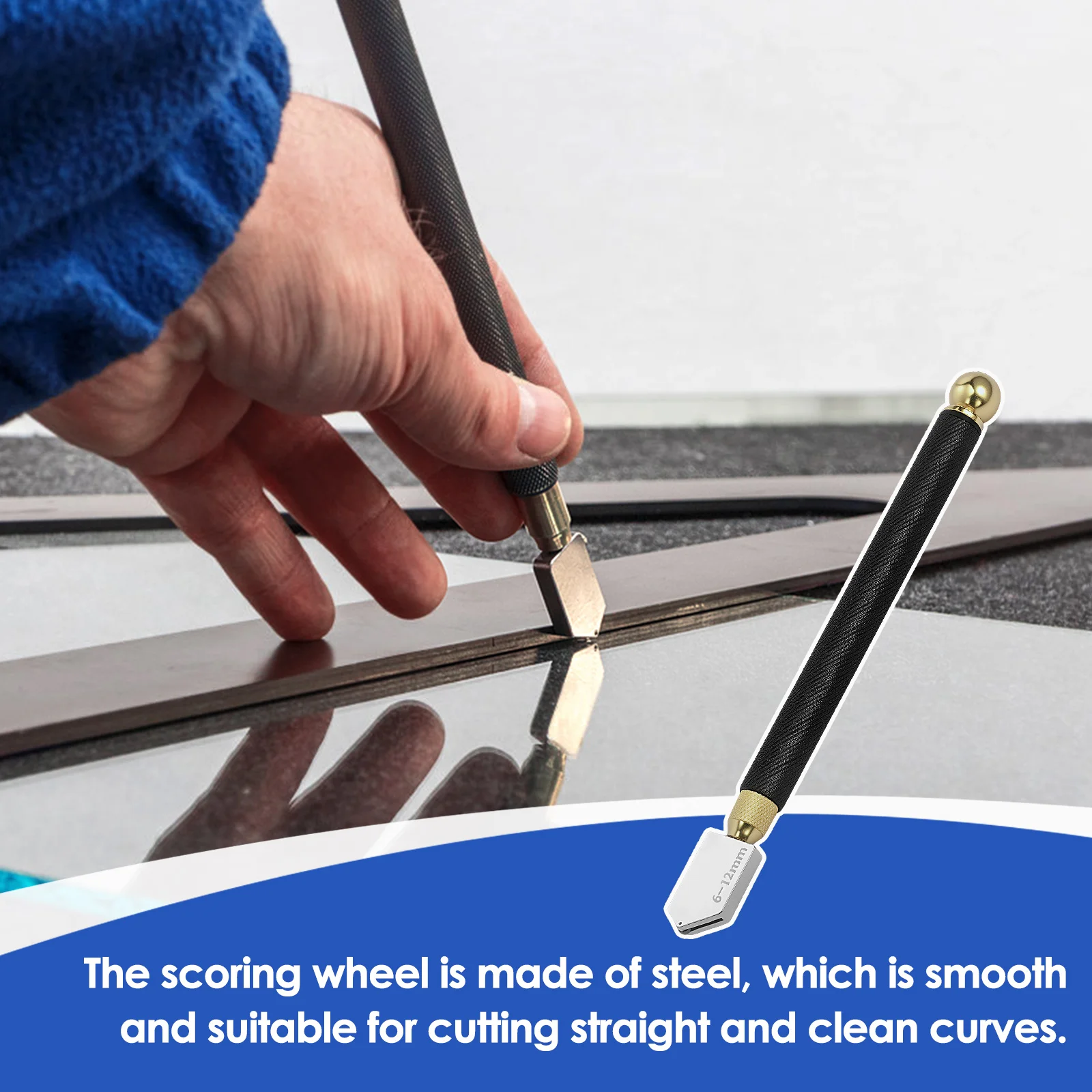 Glass Cutting Tool 2 mm-20 mm Nonslip Glass Cutter with Cutting Oil DIY Stained Tool Mirror
