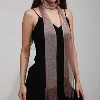 Fashion Nightclub Gold Silver Bright Silk Sunscreen Shawl Shiny Necklace For Women Lace Tassel Party Evening Dress Scarf