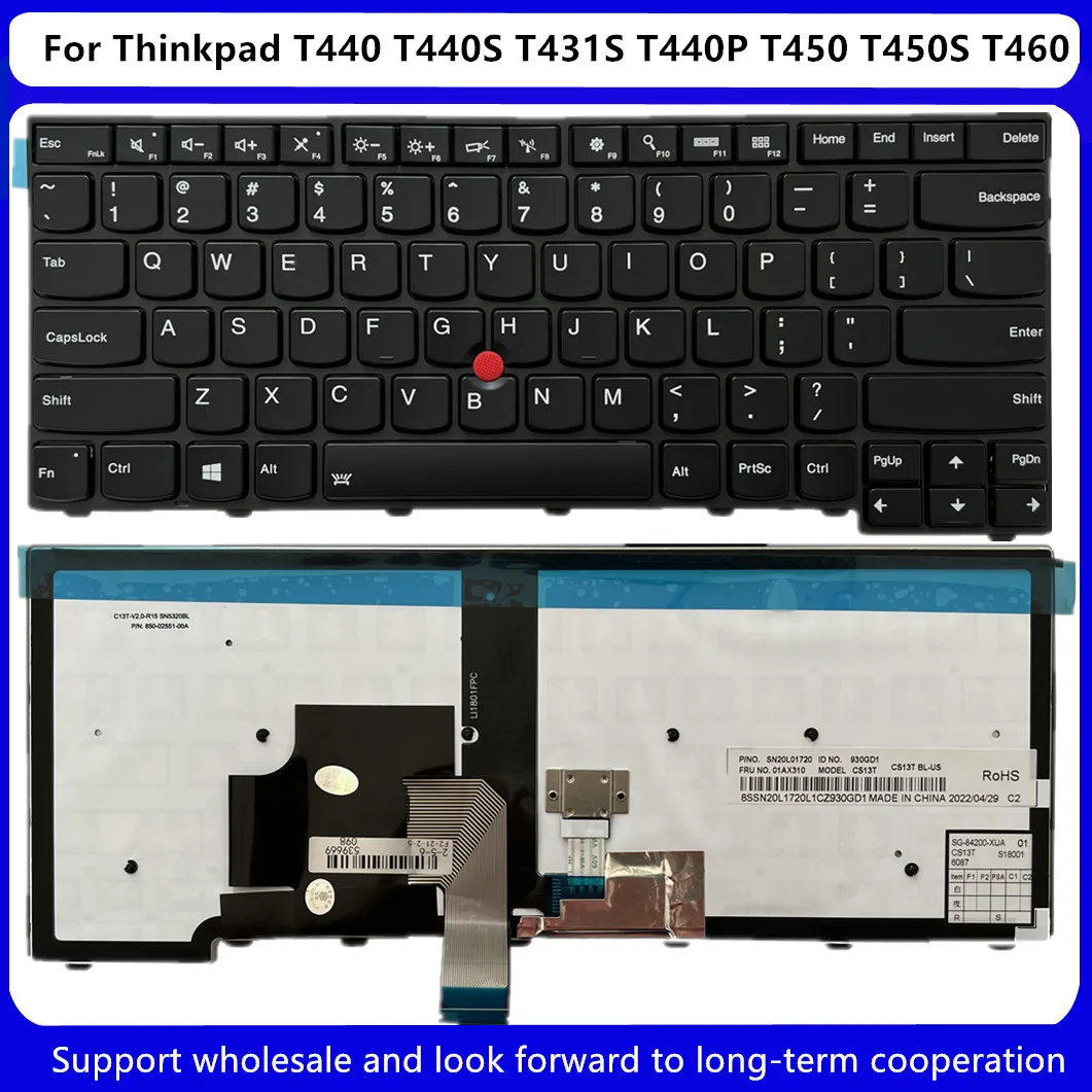 Eua Inglês Backlit Backlight Teclado para Lenovo Thinkpad T440 T440s T440p T450 T450s T460 Portátil 01ax310 Novo