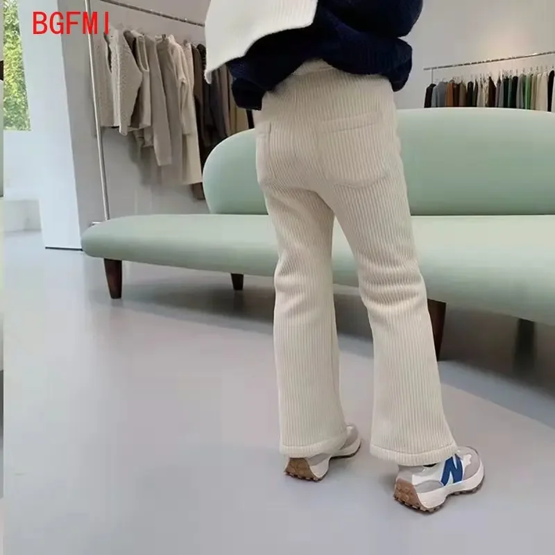 Fashion Winter Clothes Child Girl Fleece-lined Pants Kids Bottom teenagers Spring Autumn Bell-bottoms Baby Corduroy Trousers