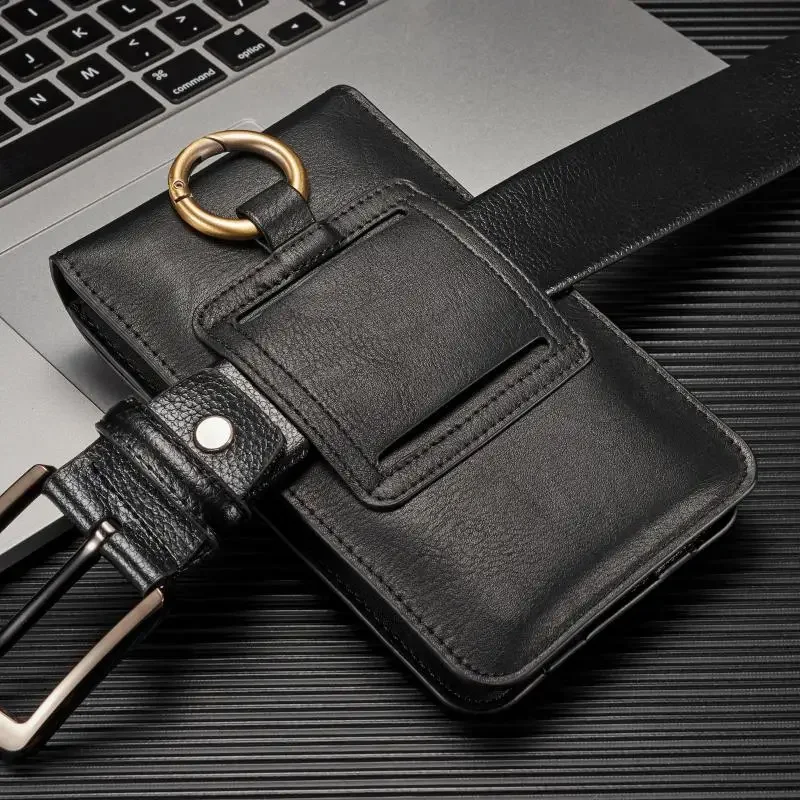 Universal Leather Wallet Phone Case with Belt Clip - Holster Pouch for Outdoor Sports and Running