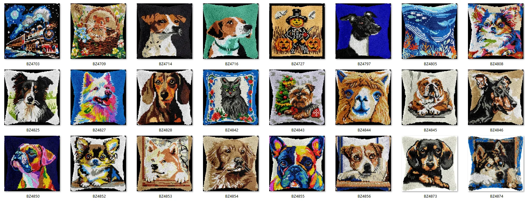 Latch Hook Rug Kits Latch Hook Rug Pillow Pre-Printed Canvas Crochet Needlework Crafts for Adult 43-43CM Color Train