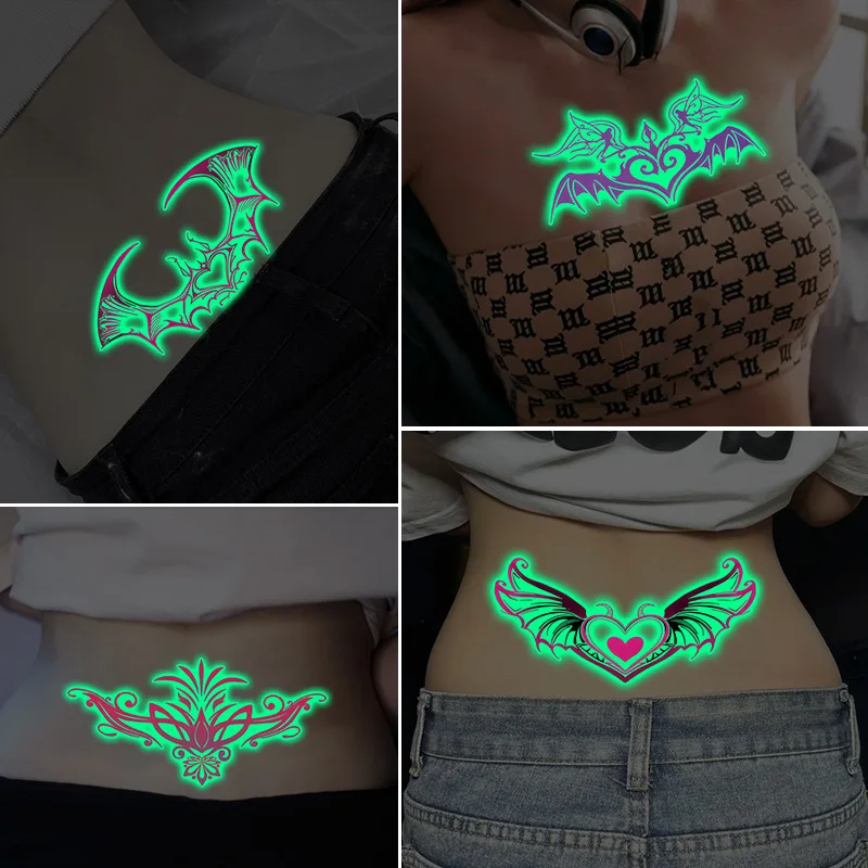 Glow-in-the-k Waterproof Tattoo Stiers for Women Long-lasting Couple's Private Parts Butt Waable Decals Home Decor