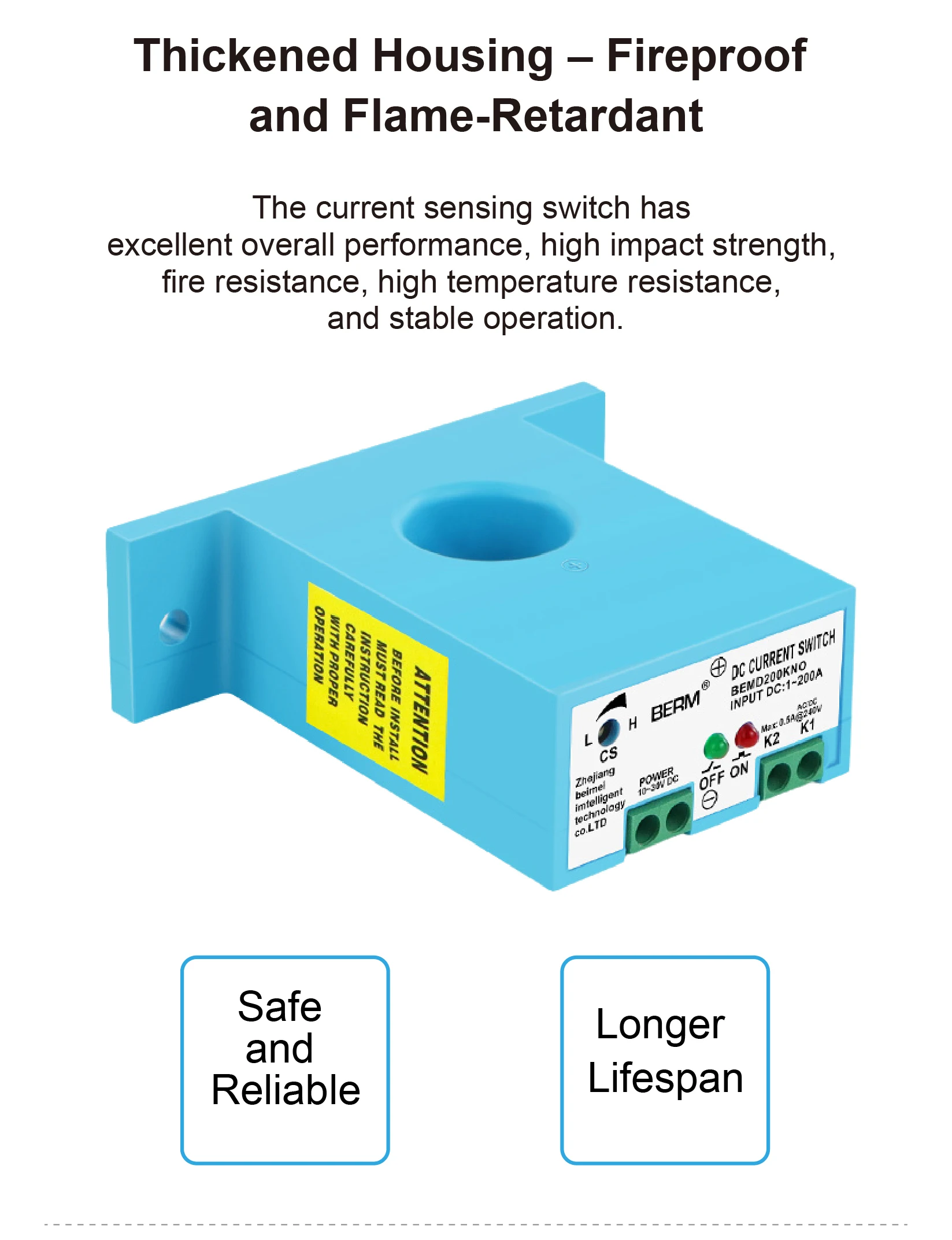 DC Current Sensor Switch 10-30VDC NO NC Relay Overload Protection for Motor Sola