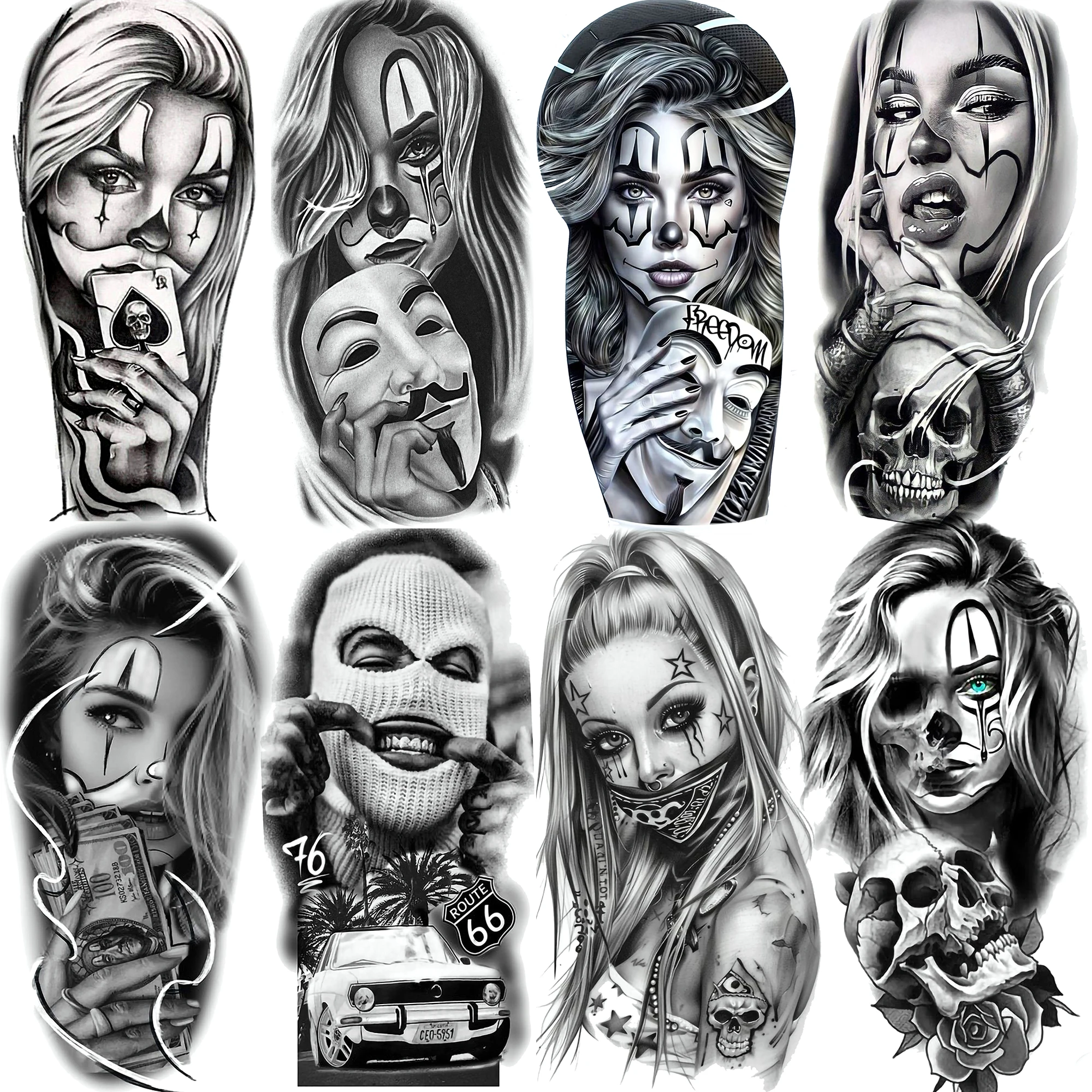 Face Evil Joker Tattoo Drawing: The Ultimate Guide to Realistic,  Long-Lasting Temporary Ink, image size:2000x2000