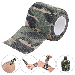 5Pcs Safe No Glue Self Adhesive Retractable Non Woven Outdoor Strench Hunting Woodland Camouflage Tapes For Health Care Sports
