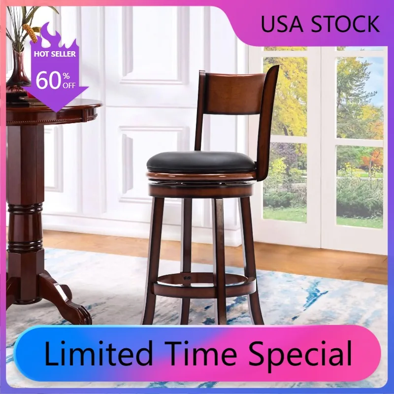 

Shop All Bar Stools Counter Stools Boraam Palmetto 29in. High Open Back Swivel Wood Bar Stool - Brandy Finish