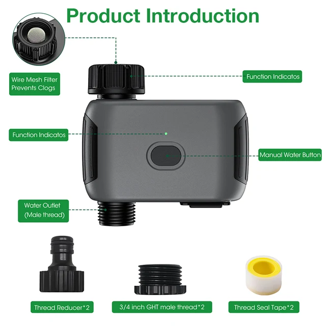 WiFi Smart Water Timer Sprinkler Timer Water Valve Timing Controller Garden Irrigation System APP Control Water Timer 5