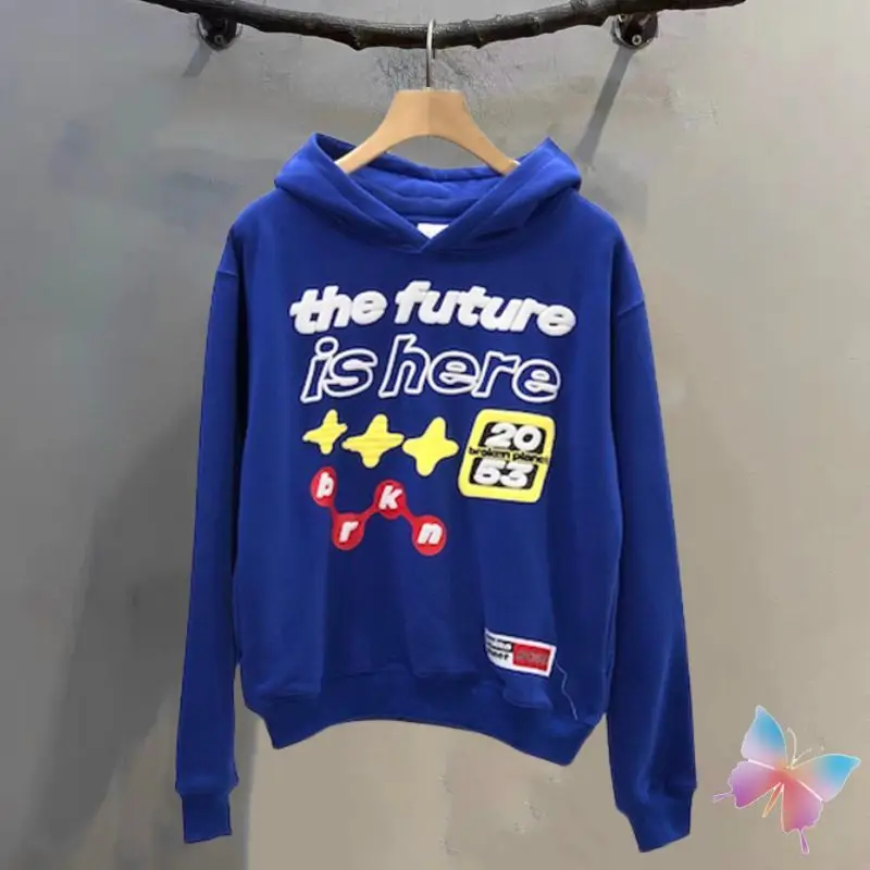 

24ss Broken Planet Hoodies High Quality The Future Is Here Foam Letter Star Print Hoody Blue Loose Men Women BP Sweatshirts