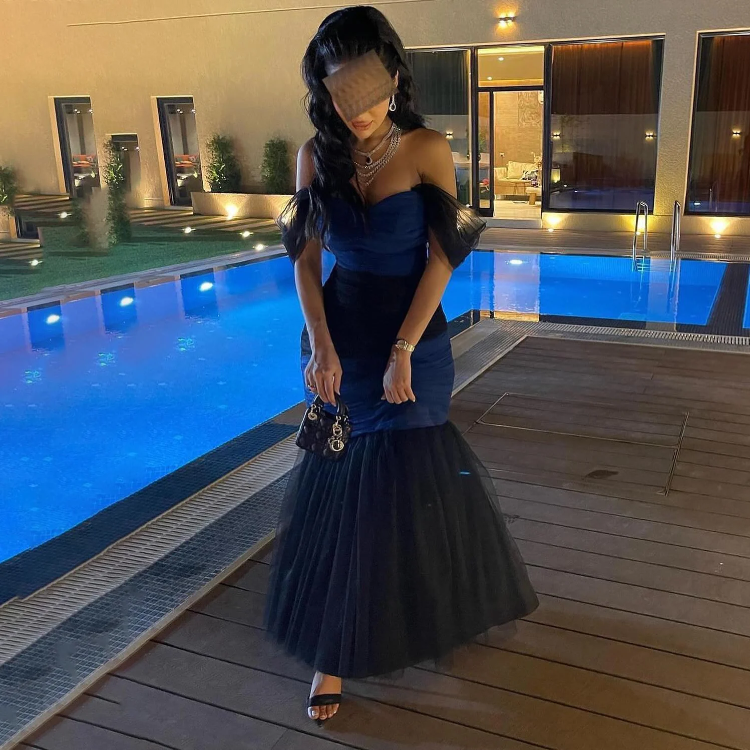 

OEING Sweetheart Luxury Formal Evening Dresses Mermaid Short Sleeves فساتين سهرة Ankle Length Elegant Prom Gowns Party Women