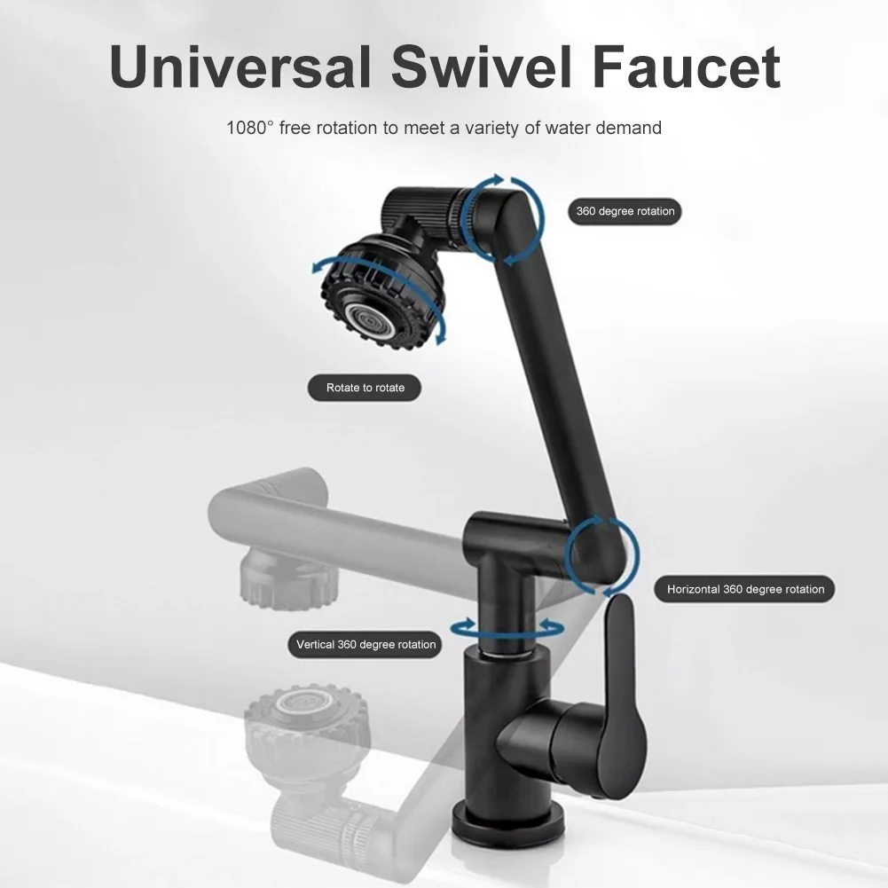 1080 Degree Water Faucet Extender Multifunctional Swivel Robotic Arm Water Filter Water Tap Extension Water Tap Bubbler Sink Fit 5