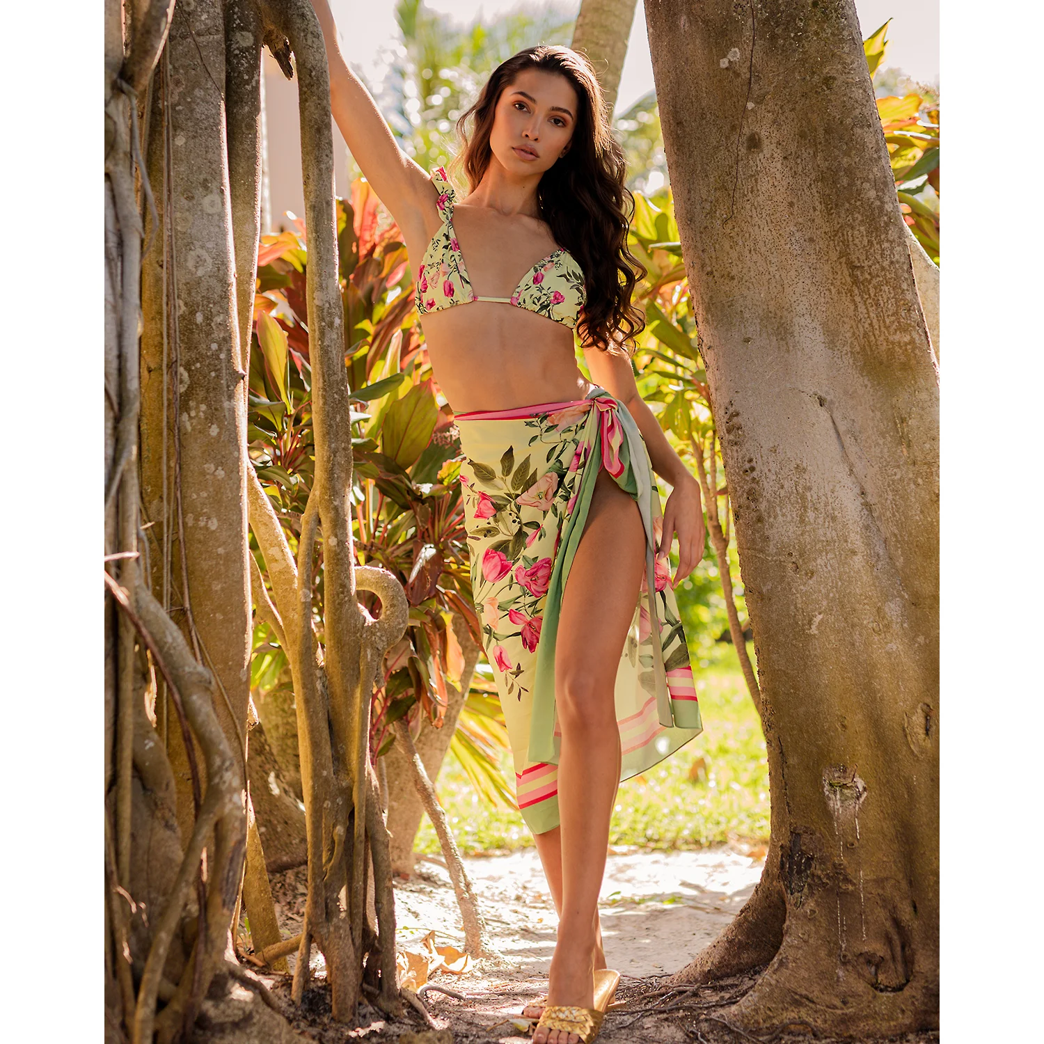 

Jungle Nature Fashion Floral Print Bikinis Set Sexy Hollow Out Swimsuits Women Luxury Swimwear Skirt Bathing Suit Beachwear 2023