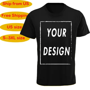 Custom T-shirt Male One-Side Print Personalized Make Your Photo Text Gift 100% Cotton Soft Casual T Shirt Made in US 1