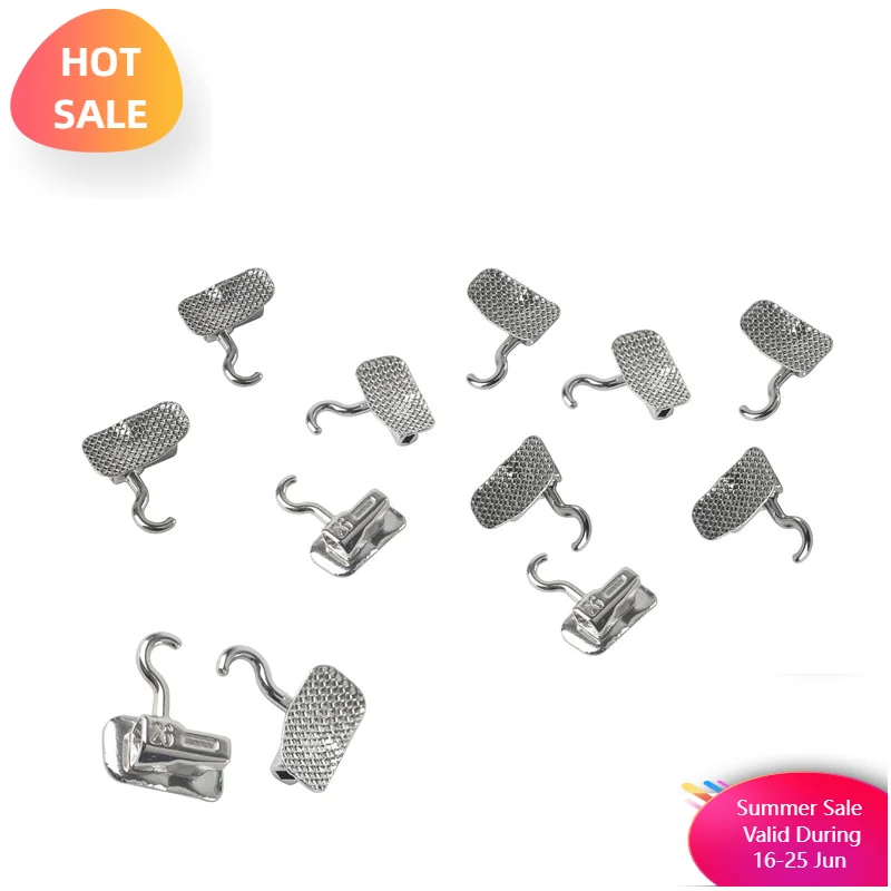 40 Pcs/Pack Dental Orthodontics 6th Tooth Buccal Tubes With Sliding Crimpable Hook Single Bondable Mbt System Mesh Base CE