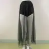 Mesh See Through Women's Skirt Mesh Big Hem Ankle Length Thin High Waist Elastic Waist Summer Shiny Sequin Solid Long Skirts 5
