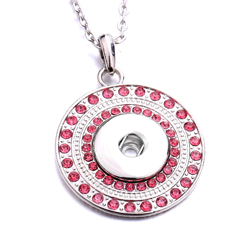 10pcs New Snap Button Jewelry Necklaces High Quality Full Crystal Round Snaps Pendant Necklace for Women