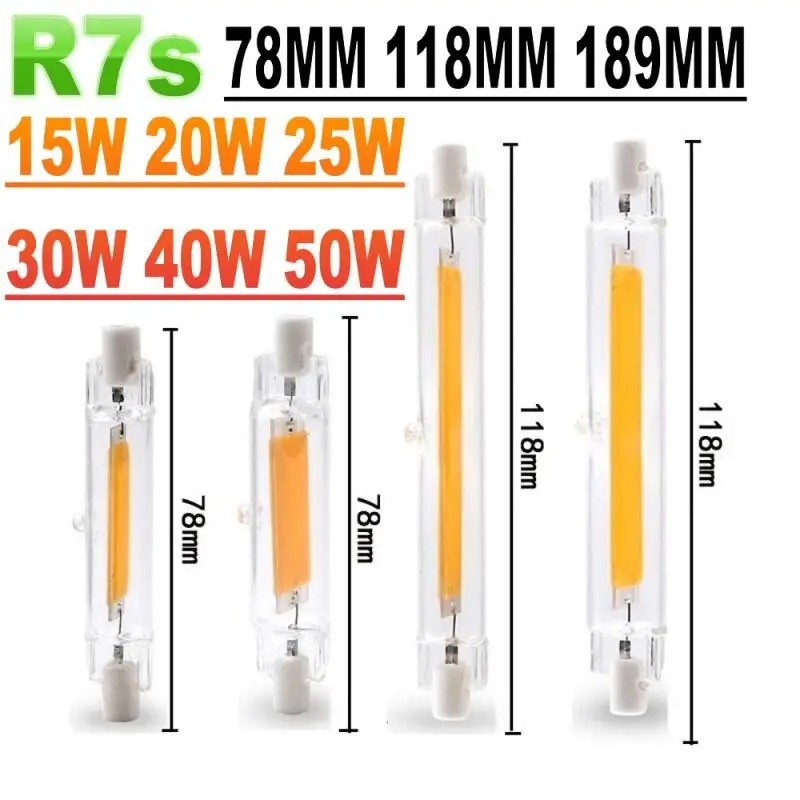 높은 전원 LED R7s COB 유리 튜브 118mm J118 78mm J78 COB 전구 AC1110V 120V 130V 220V 230V 240V 홈 할로겐 램프