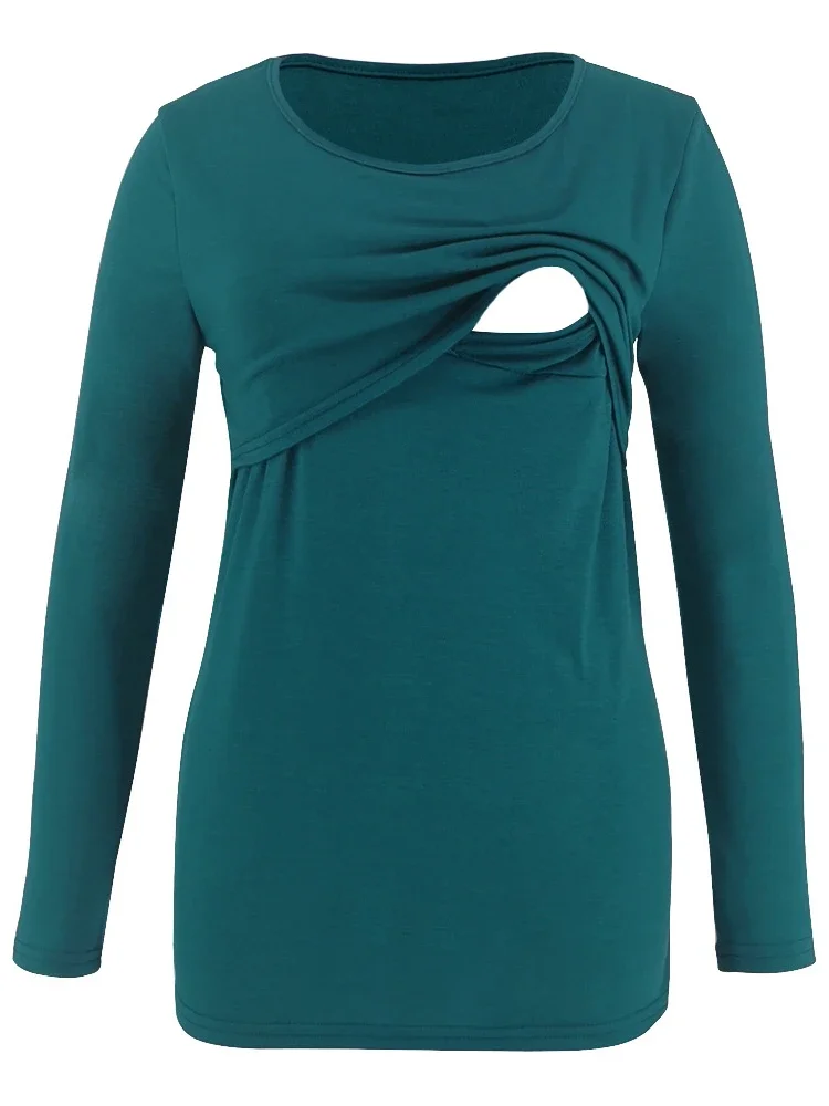 2024 Autumn Fashion New Women's Elegant Breastfeeding Top Pregnant Women's Wear Long Sleeve Casual Breastfeeding T-shirt 3