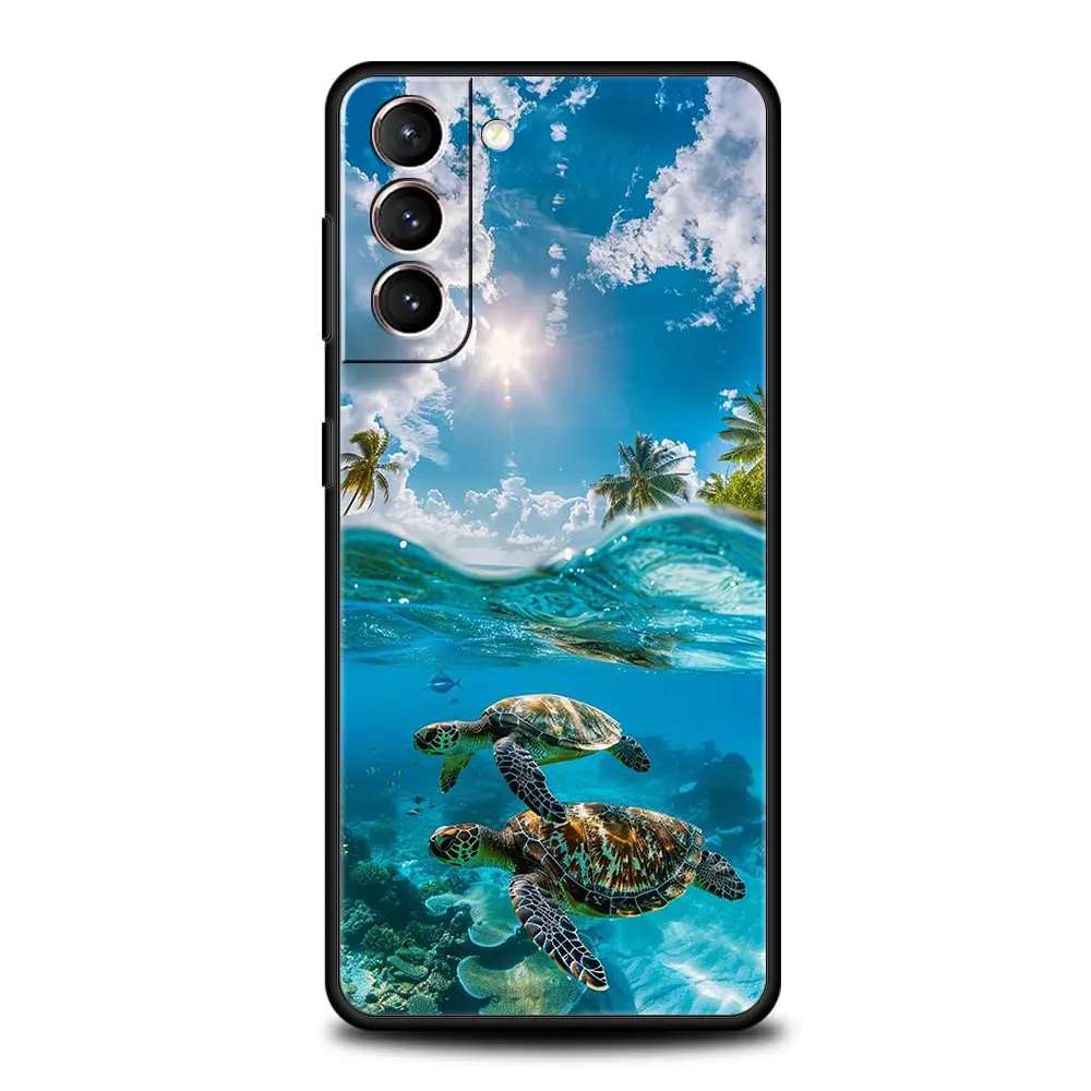 Charming Cartoon Sea Turtle Ocean Blue Phone Case Cover