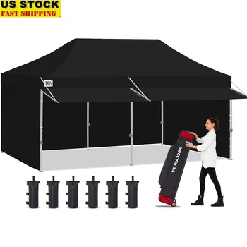 10x20 Pop Up Canopy Tent with Sidewalls Waterproof Easy Setup Portable Commercial Event Canopy with Awning Sandbags Carry Bag 1