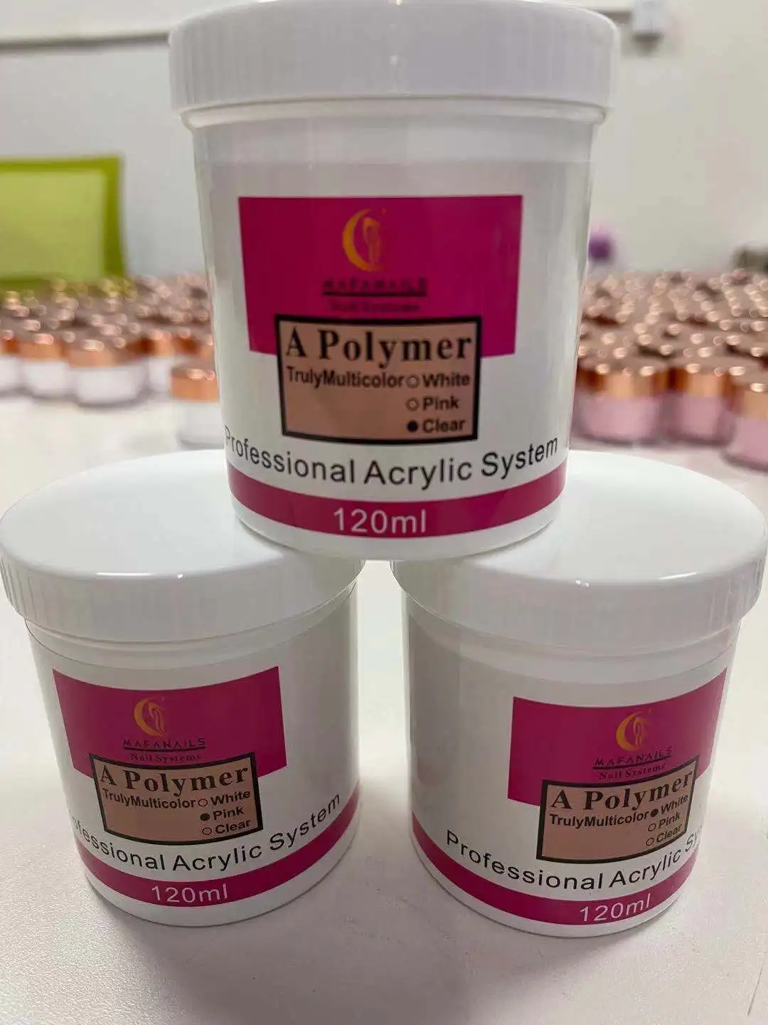 Acrylic Nail Art Powder Clear Pink White Carving Crystal Polymer Professional Long-Lasting UV Polish Extend/Dipping Dust 120ML
