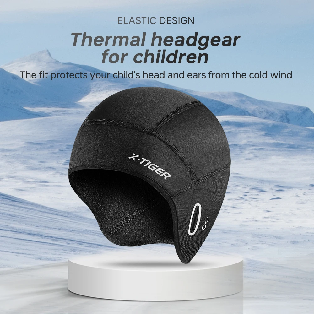 X-TIGER Child Cycling Cap Kid Winter Fleece Windproof Thermal Skull Cap Helmet Liner Running Skiing Riding Children MTB Bike Hat 5