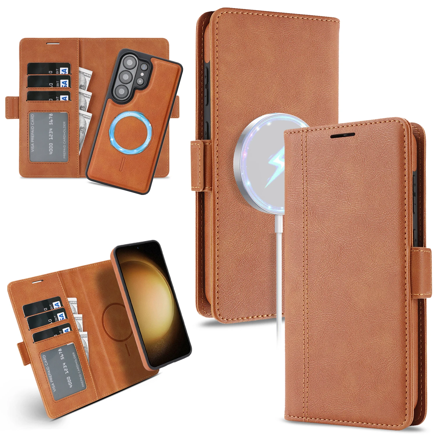Luxury PU Leather Detachable Wallet Case with Magnetic Closure and Card Slot
