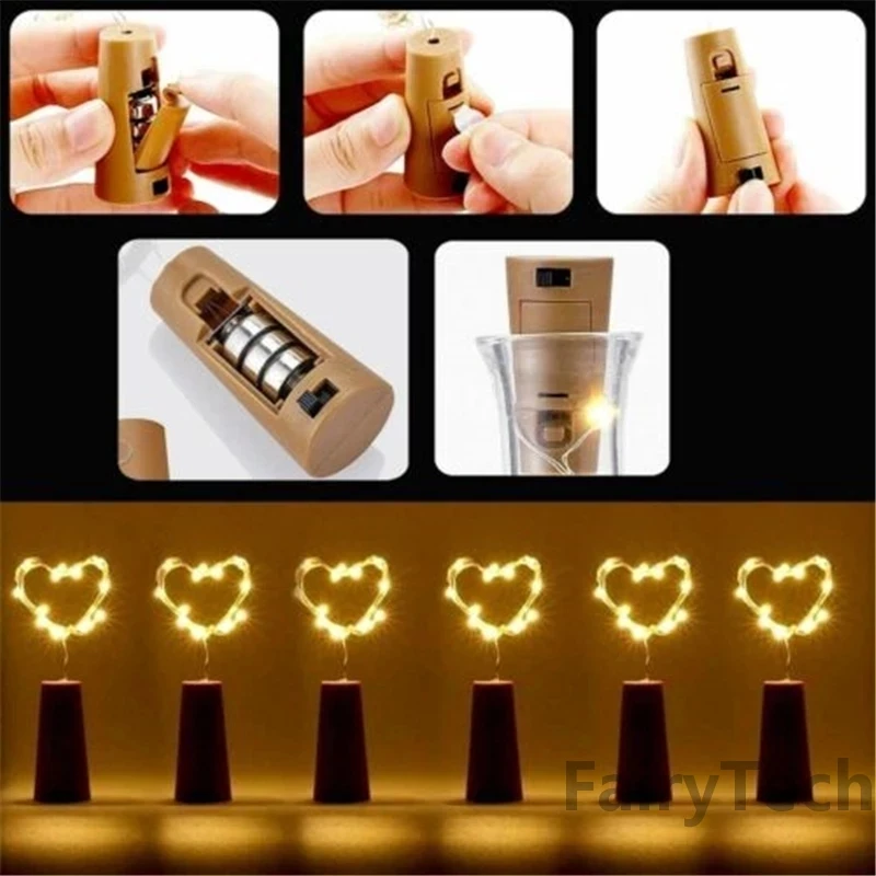 5 PCS Battery powered cork bottle light 2m LED light bar light birthday party wine bottle stopper light bar (Without battery)