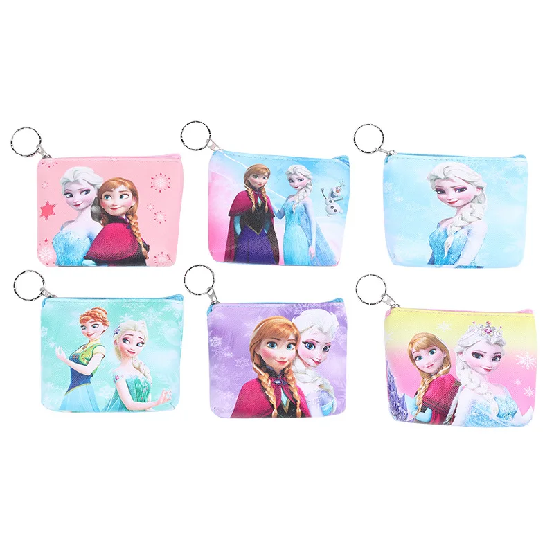 Disney Frozen Cartoon Coin Purse Cute Princess Elsa Anna Anime Printed Zipper Wallets Girls Fashion PU Coin Wallets Coin Purse Coin Wallet Change Bag