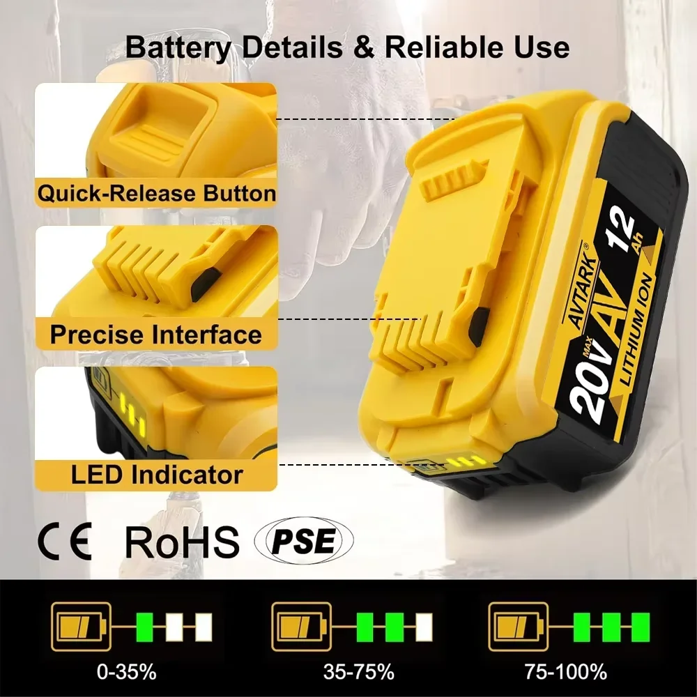 2-Pack 20V 8.0AH Lithium Ion Battery For DeWalt DCB205 DCB206 – XR Compatible, 10-Year Warranty