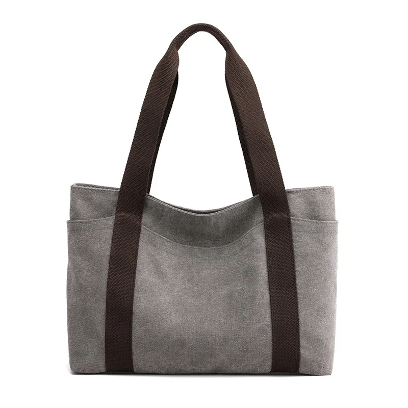 

New Solid Color Fabric Bag Fashion Large Capacity Women's Bag Versatile Trend One Shoulder Casual Canvas Handbag for Women