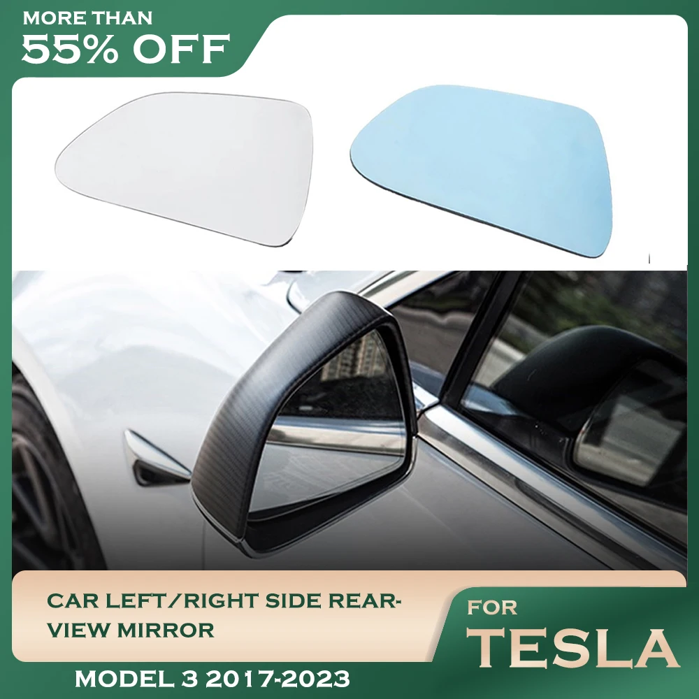 

1 pair Side Rearview Mirror Blue Glass Lens For Tesla Model 3 Accessories Car Left/Right Side Mirror Wide View anti glare Model3