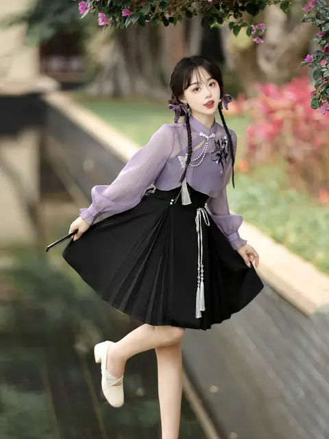 2025 new chinese style improved hanfu elements long sleeve
