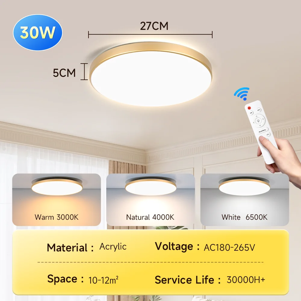 Dimmable LED Ceiling Light with Remote Control - Adjustable Color Chandelier