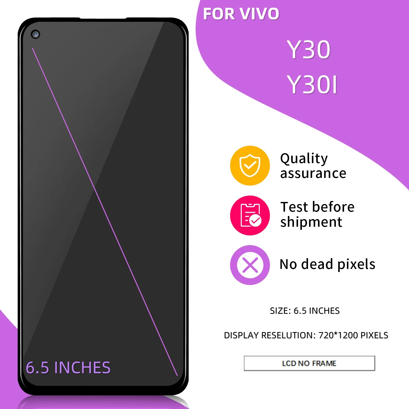 Écran Tactile LCD de Remplacement pour Vivo, Numériseur, Y30 6.47 Global 2020 Y30i 1938 2020, 2019 Pouces