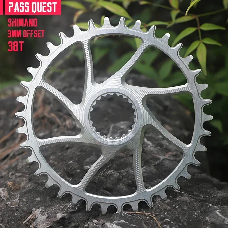 

PASS QUEST 3mm 6mm Offset Bike Chainring 28T 38T MTB Narrow Wide Bicycle Chainwheel for Deore Xt M7100 M8100 M9100 12S Crankset