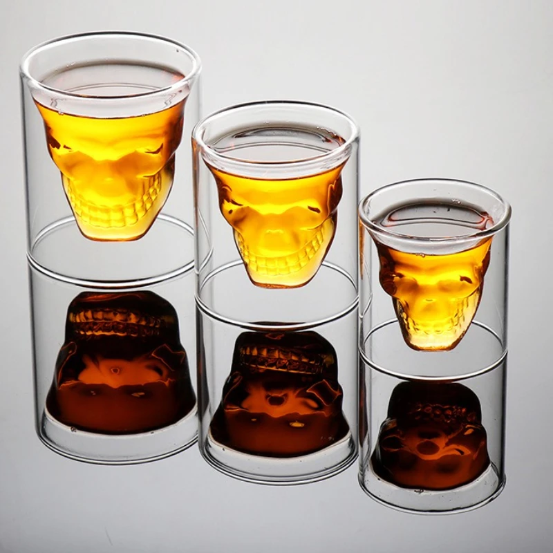 Skull Glass Cups 25/75/150/250ml Crystal Clear Creative Designer Party Bar Vodka Beer Drinking Glasses Unique Novelty Gift