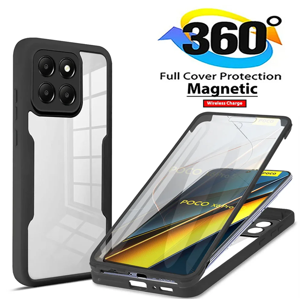 360° Full Cover Phone Case For Poco X6 X4 X3 X5 Pro Shockproof Cases For Poco X6 Pro 5G Cover For POCO F5 Pro Phone Covers