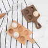 Multipurpose Handle Wood Egg Holder 4/6 Grids Double Row Wood Egg Tray Durable Hanging Hole Egg Keeper Countertop 1