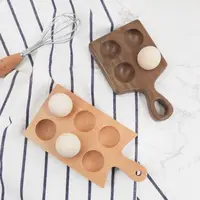 Multipurpose Handle Wood Egg Holder 4/6 Grids Double Row Wood Egg Tray Durable Hanging Hole Egg Keeper Countertop 1