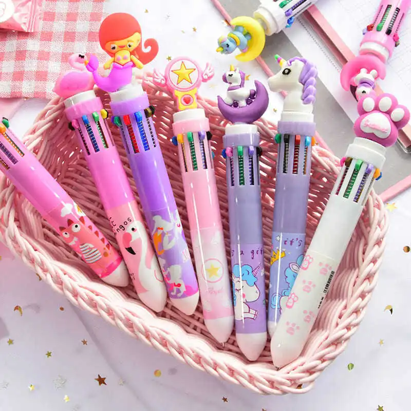 10 Colors Multi-color Ballpoint Astronaut Pen Kawaii Cartoon Press-type  Color Pen School Stationery Multi-function Supply Gift S - AliExpress