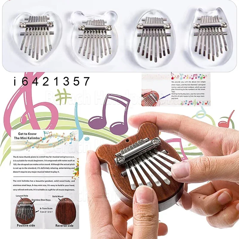 SolidWoodCrystalsKalimbaMini8KeyKalimbaThumbPianoPortable