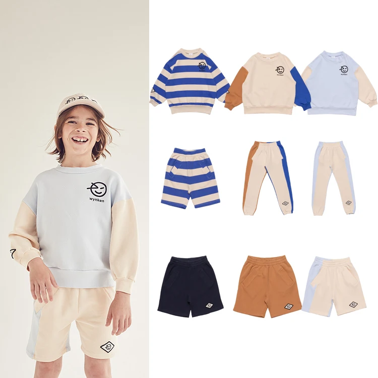 Спортивные штаны SS22 для детей хлопковые свитшоты в синюю полоску с длинным